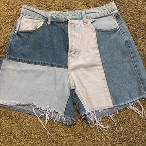Wild Fable High Waisted Purple and Blue Jean Shorts